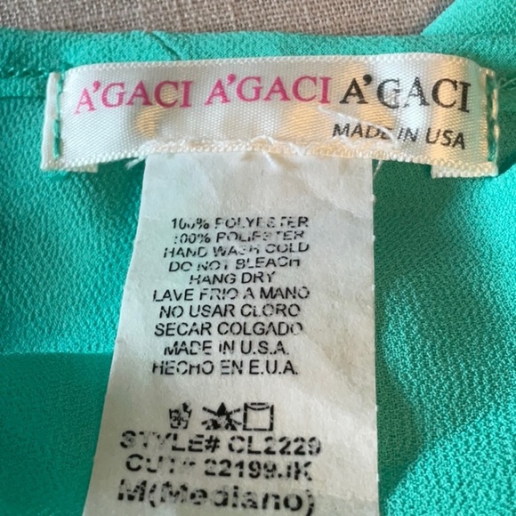 a'gaci Teal Sheer Long Sleeve Blouse - Picture 5 of 5